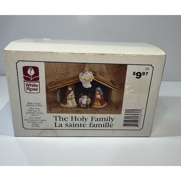 White Rose The Holy Family Ceramic Figurines Christmas Nativity Set Craft Paint - Picture 1 of 2